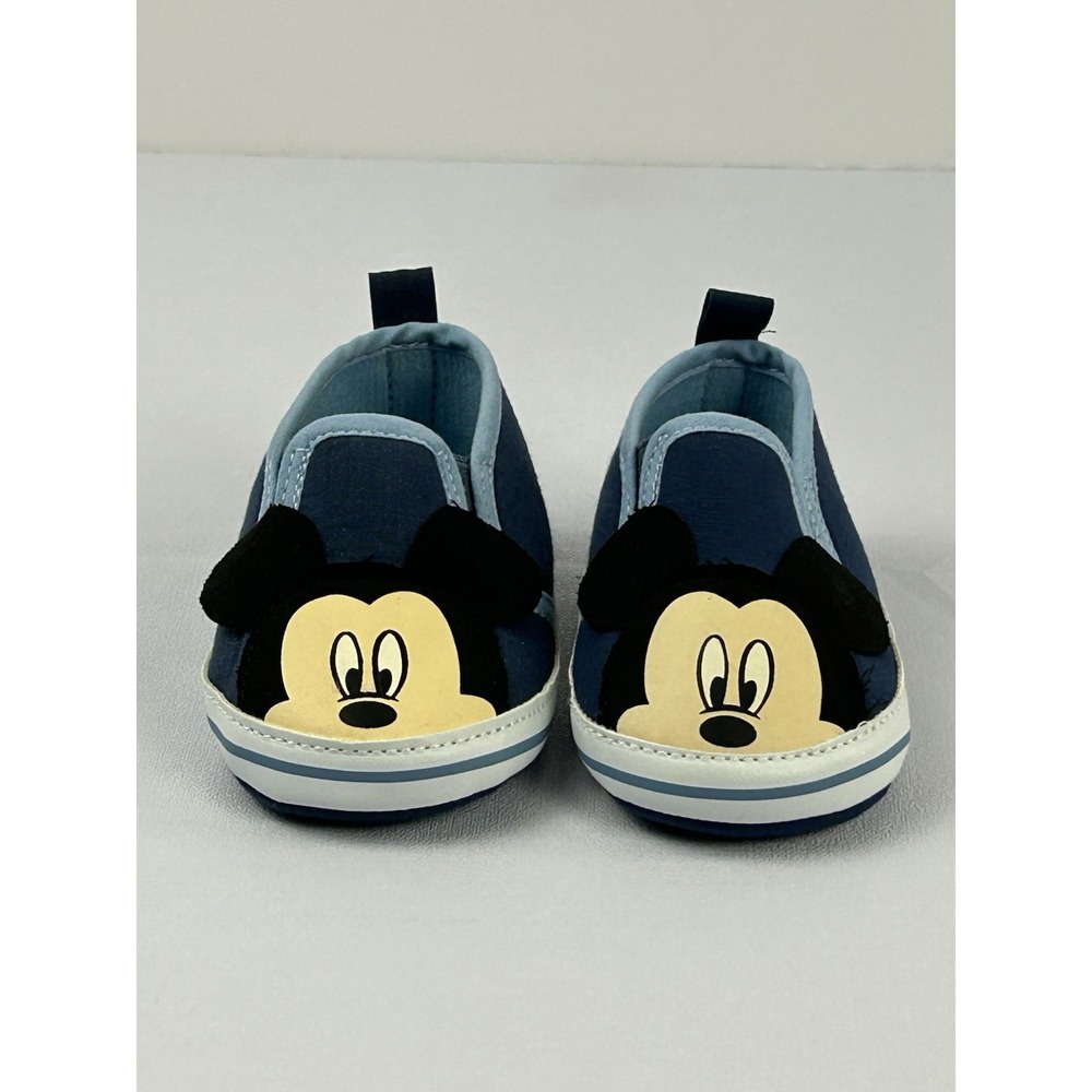Disney Baby Mickey Mouse Slip On Crib Shoes Blue 3-6 Months Infant Cute